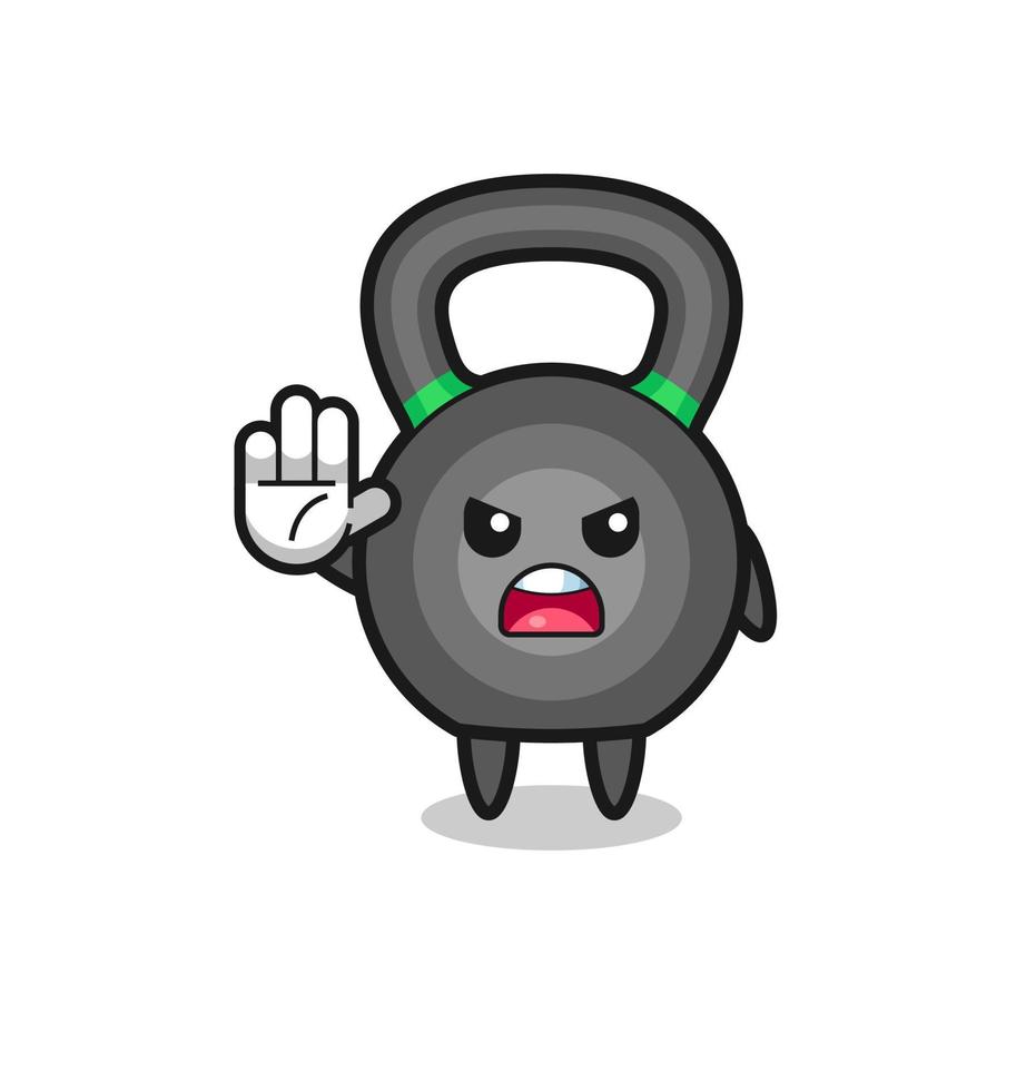 kettlebell character doing stop gesture vector