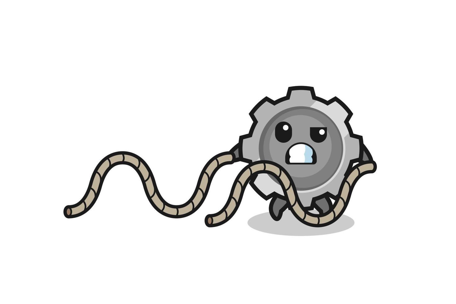 illustration of gear doing battle rope workout vector