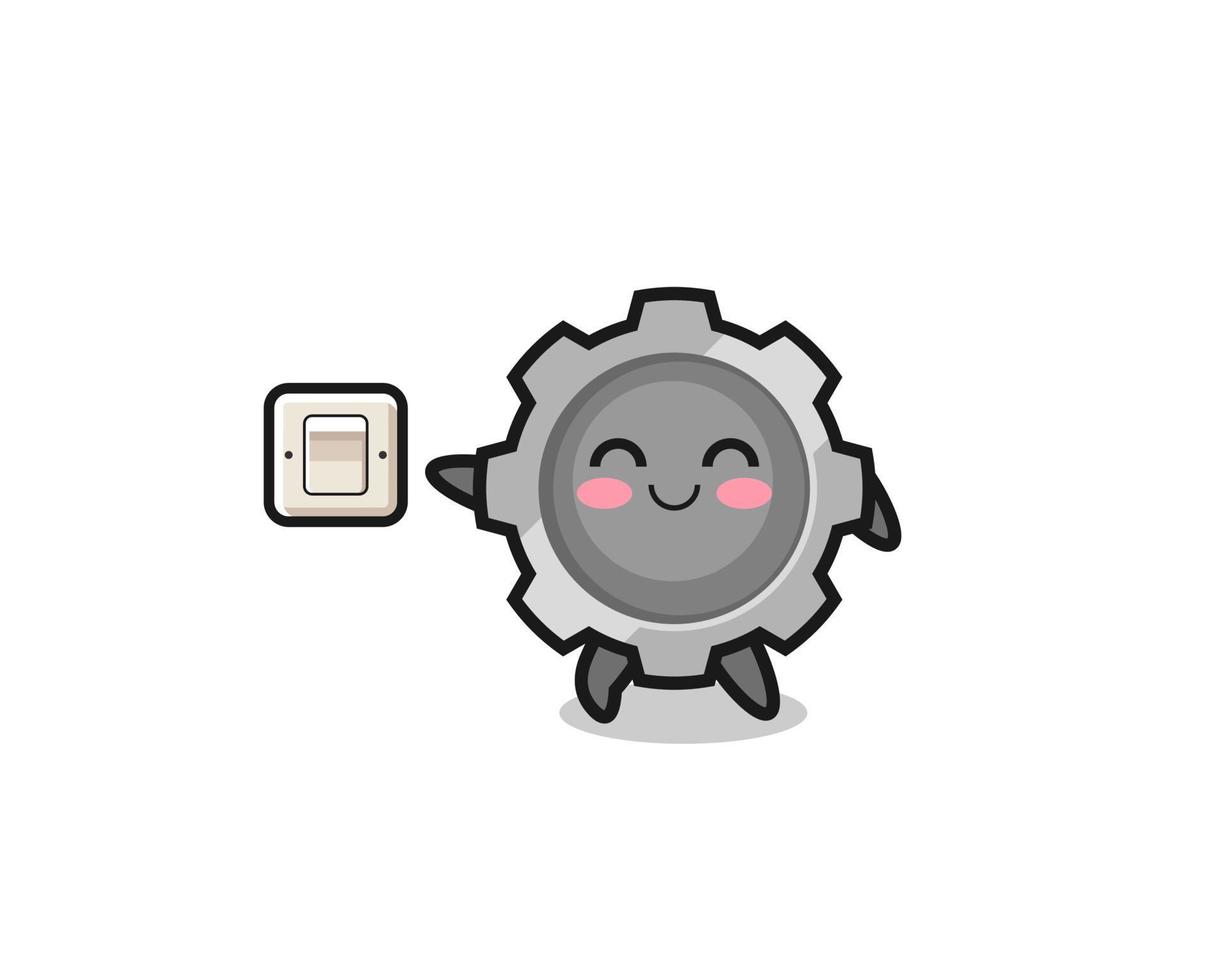 cartoon gear is turning off light vector
