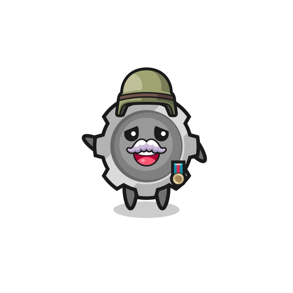 cute gear as veteran cartoon vector