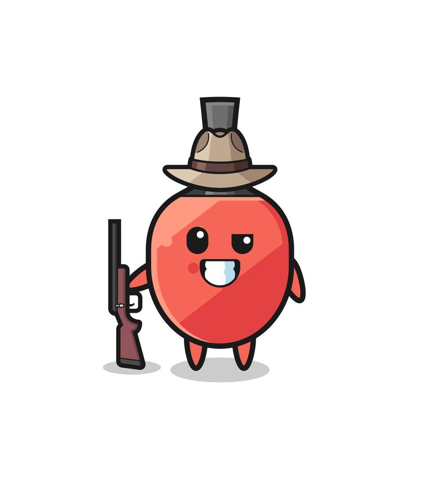 table tennis racket hunter mascot holding a gun vector