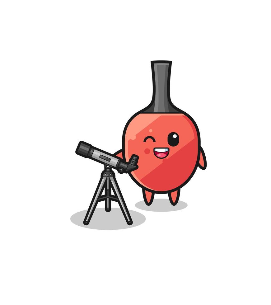 table tennis racket astronomer mascot with a modern telescope vector