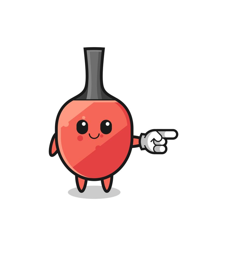 table tennis racket mascot with pointing right gesture vector