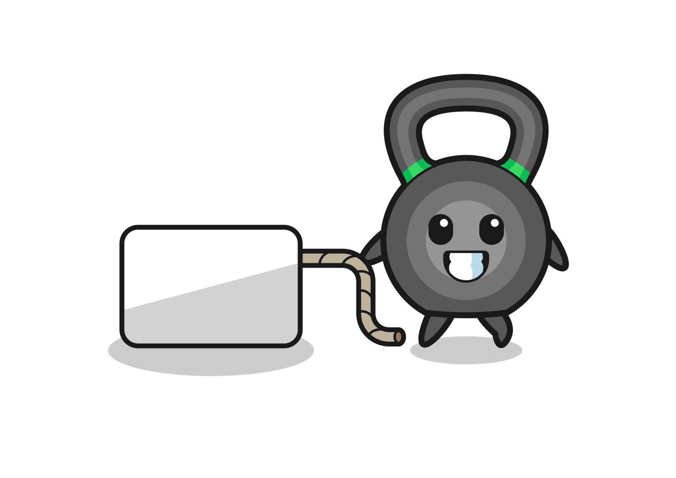 kettlebell cartoon is pulling a banner vector