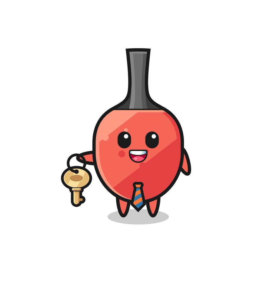 cute table tennis racket as a real estate agent mascot vector