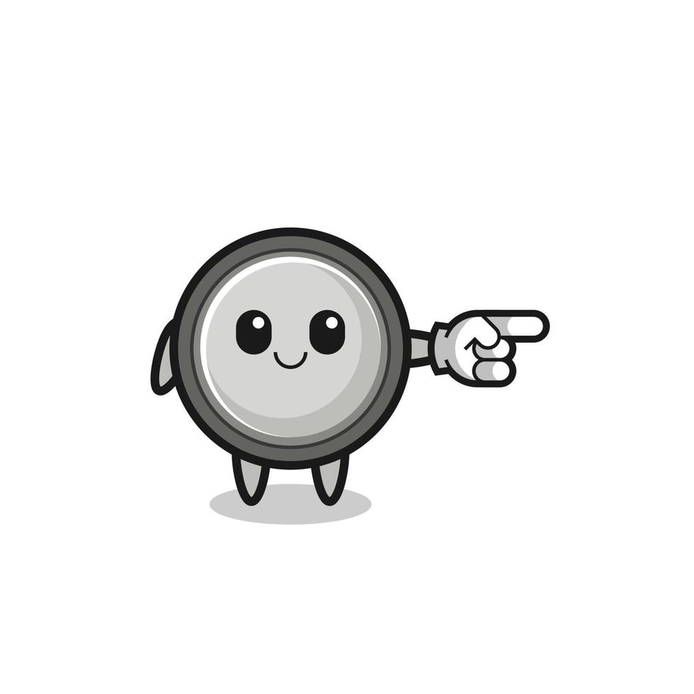 button cell mascot with pointing right gesture vector