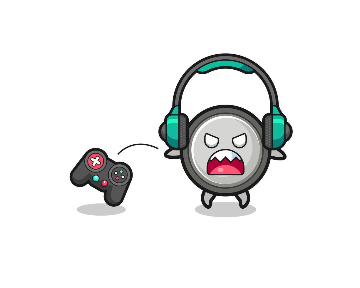 button cell gamer mascot is angry vector