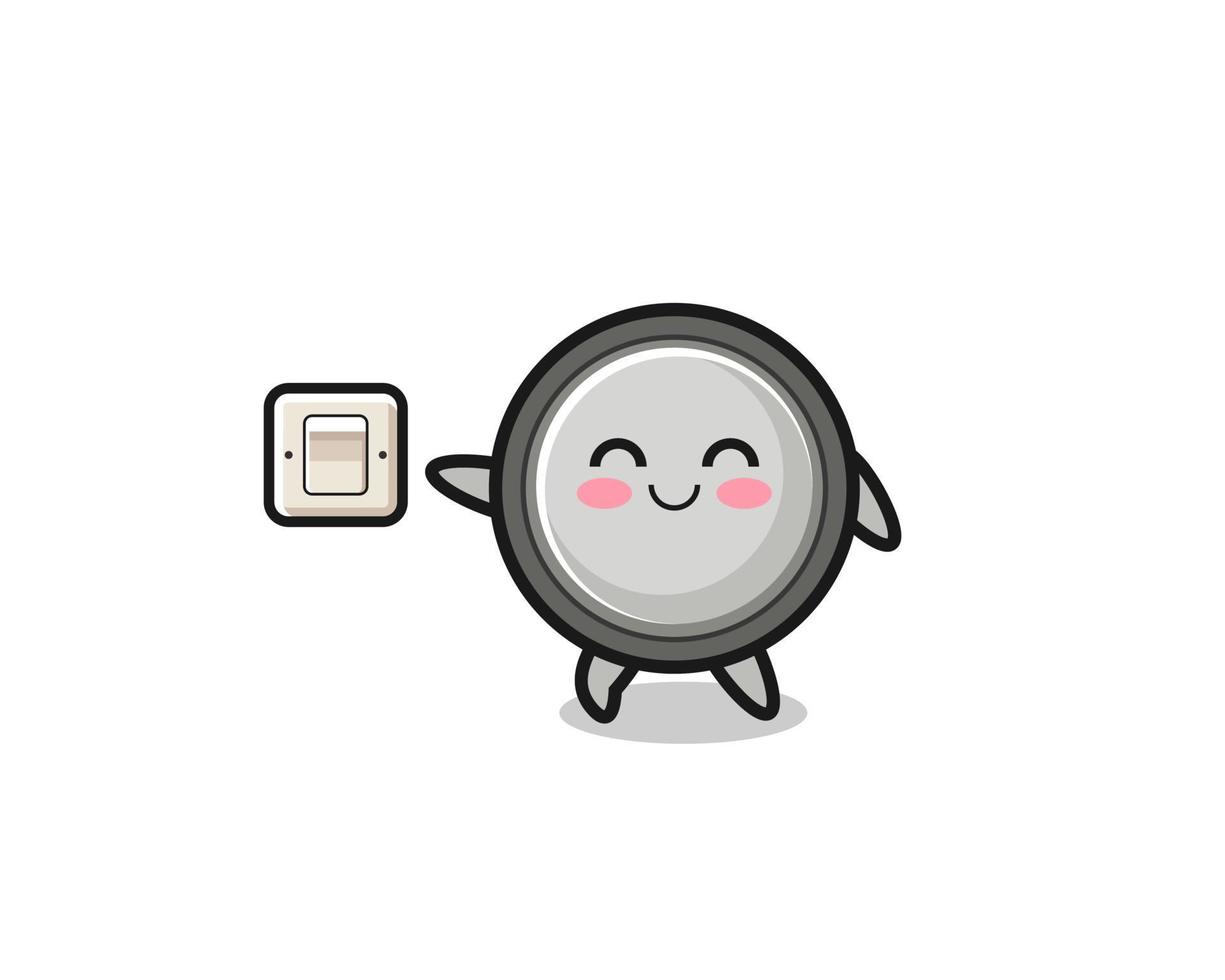 cartoon button cell is turning off light vector