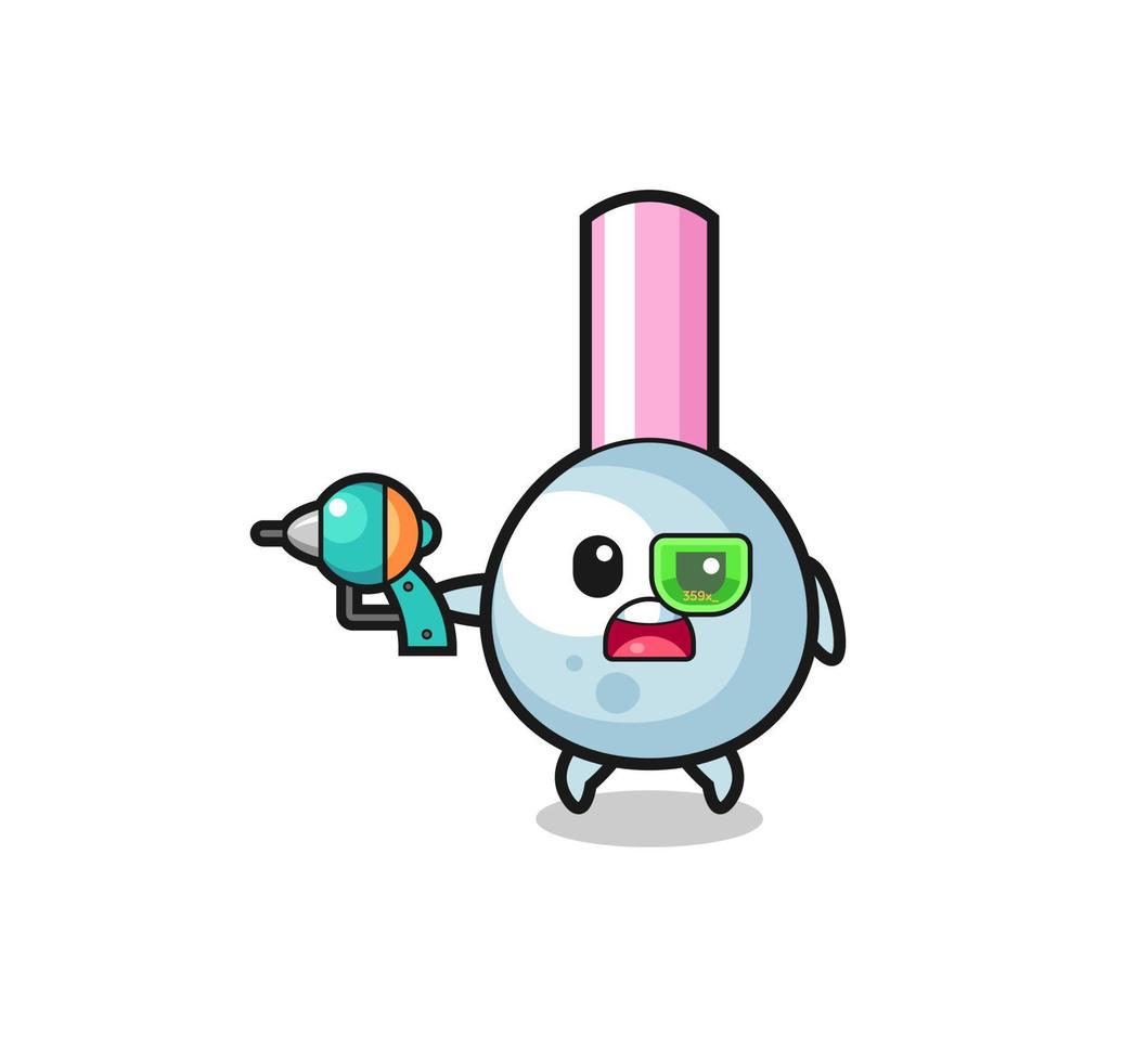 cute cotton bud holding a future gun vector