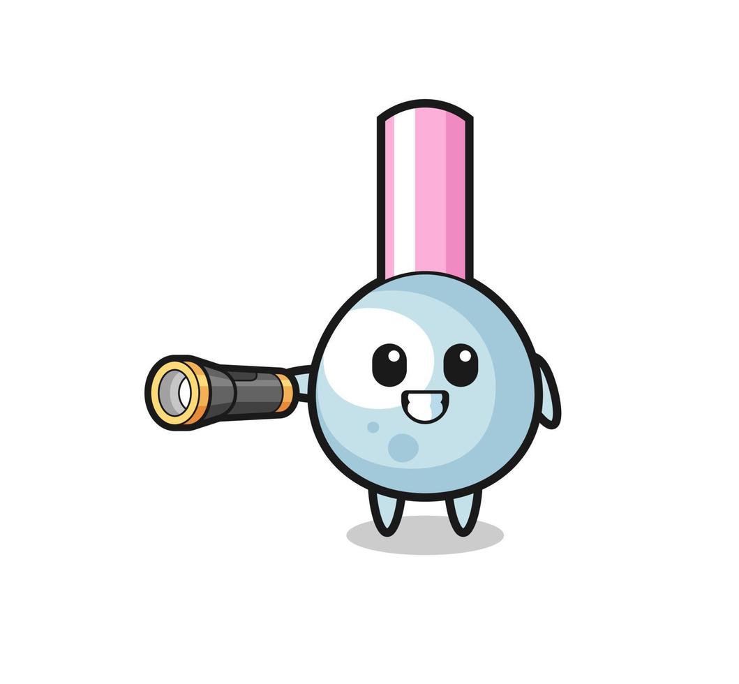 cotton bud mascot holding flashlight vector