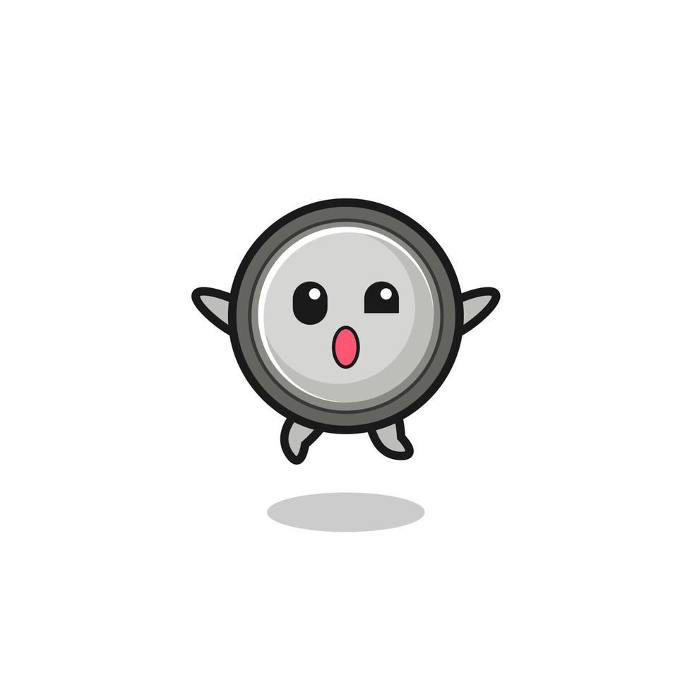 button cell character is jumping gesture vector