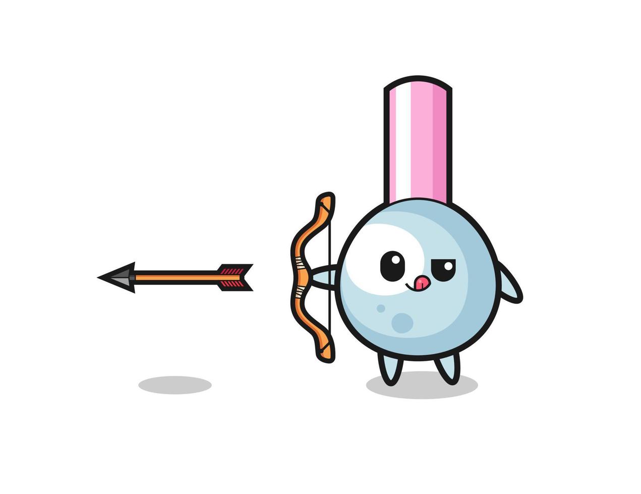 illustration of cotton bud character doing archery vector