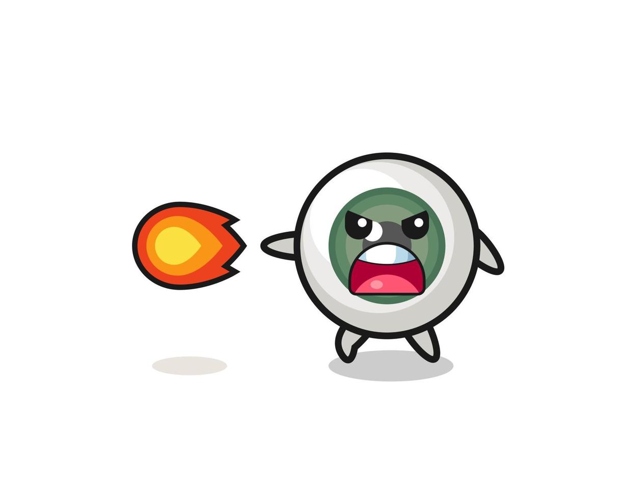 cute eyeball mascot is shooting fire power vector