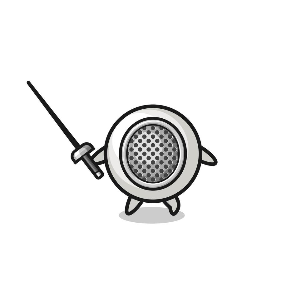 eyeball earth cartoon as fencer mascot vector