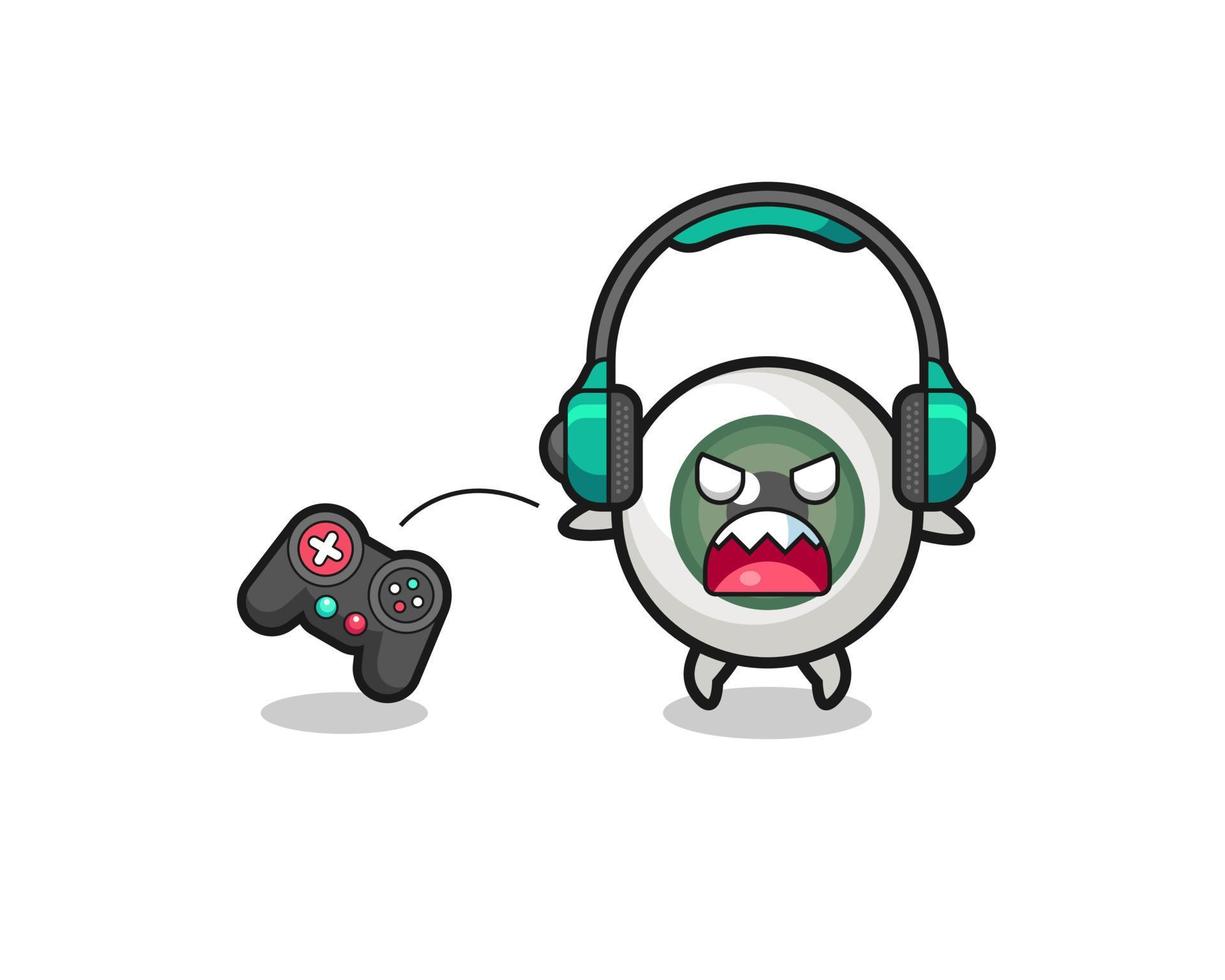 eyeball gamer mascot is angry vector