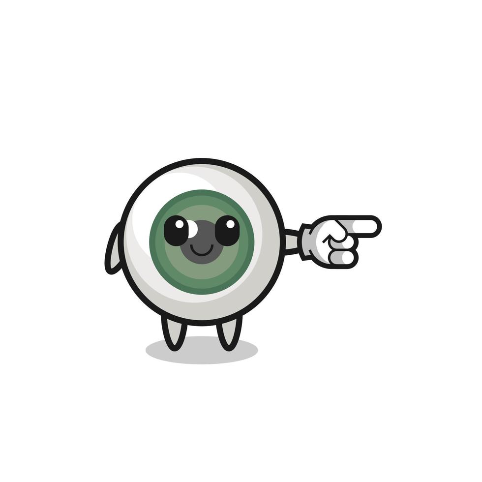 eyeball mascot with pointing right gesture vector