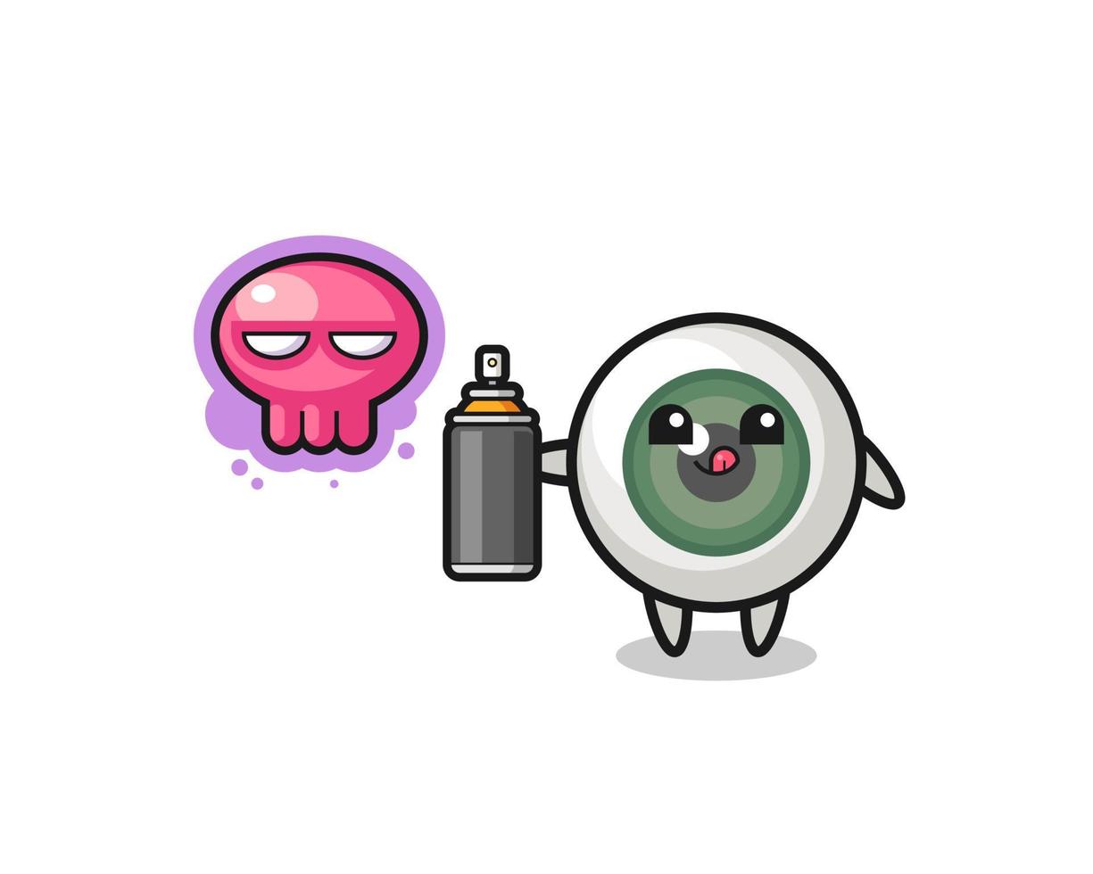 eyeball cartoon make a graffiti with a spray paint vector