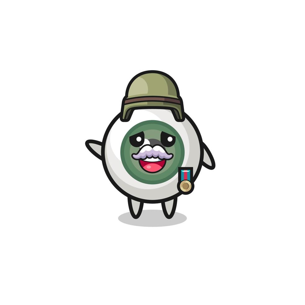 cute eyeball as veteran cartoon vector