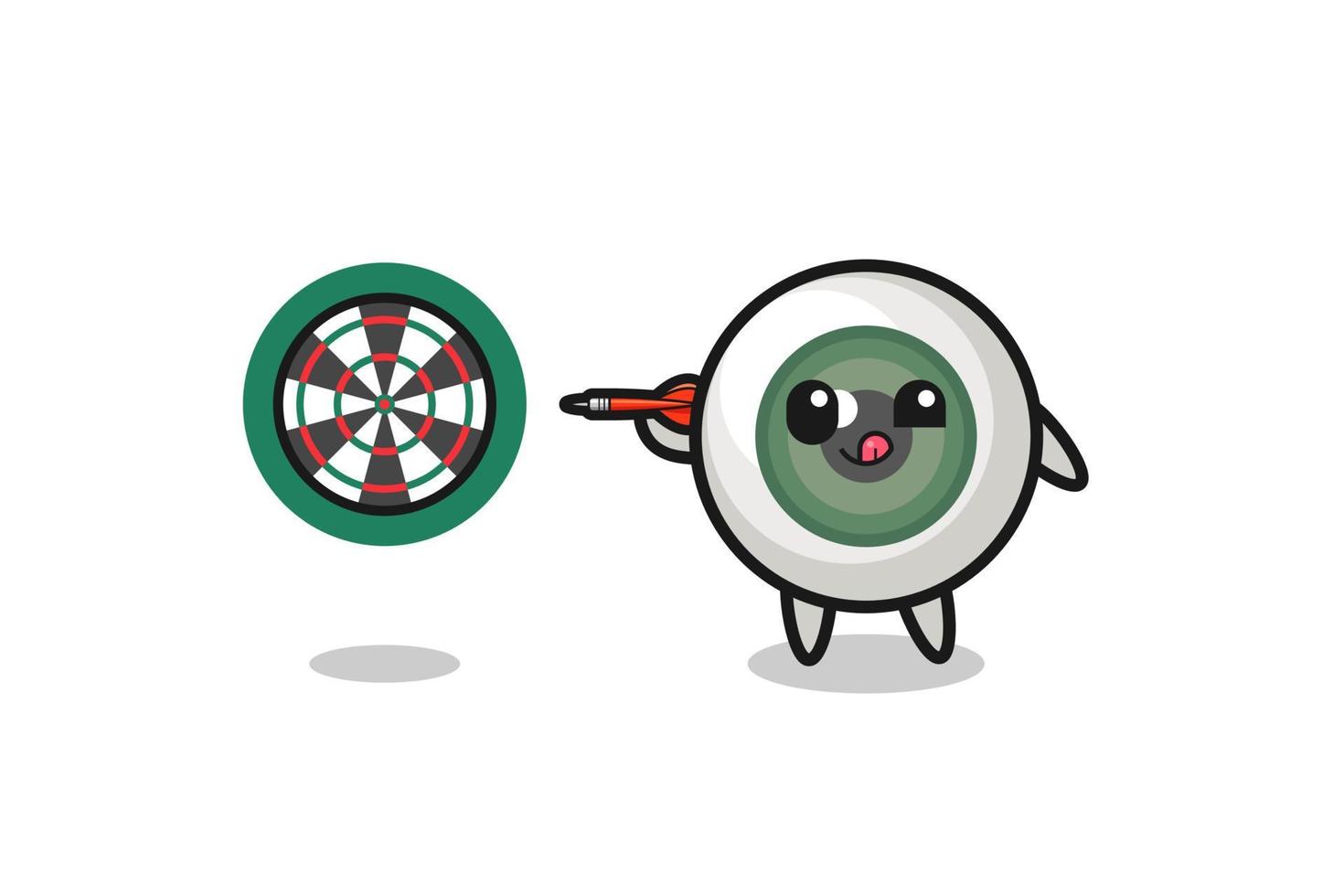 cute eyeball is playing dart vector