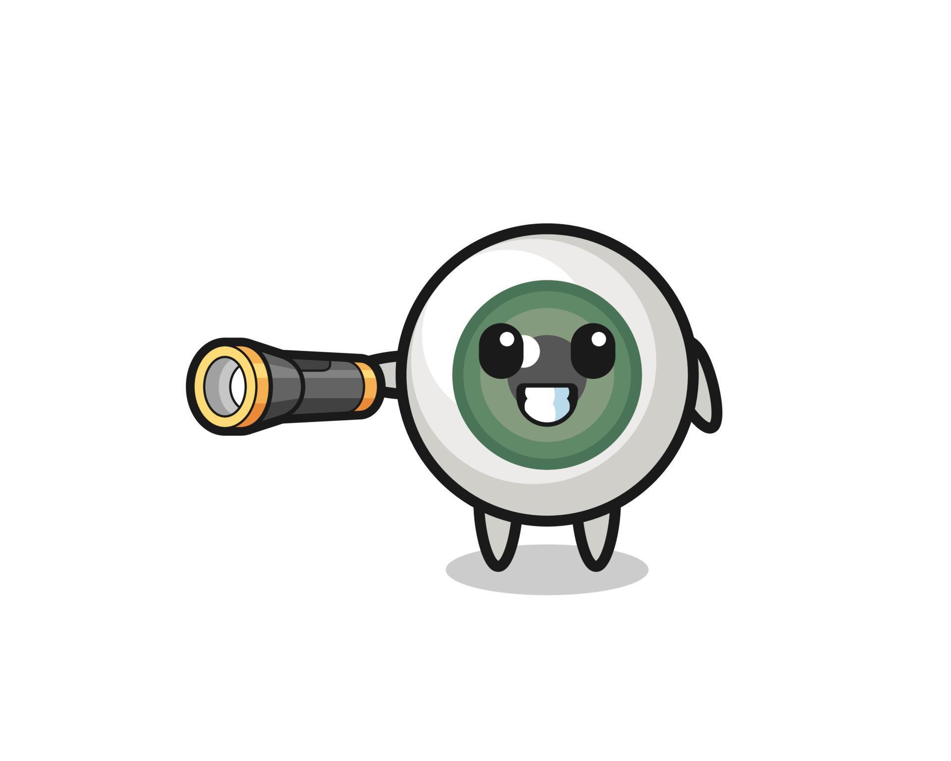 eyeball mascot holding flashlight 5045798 Vector Art at Vecteezy