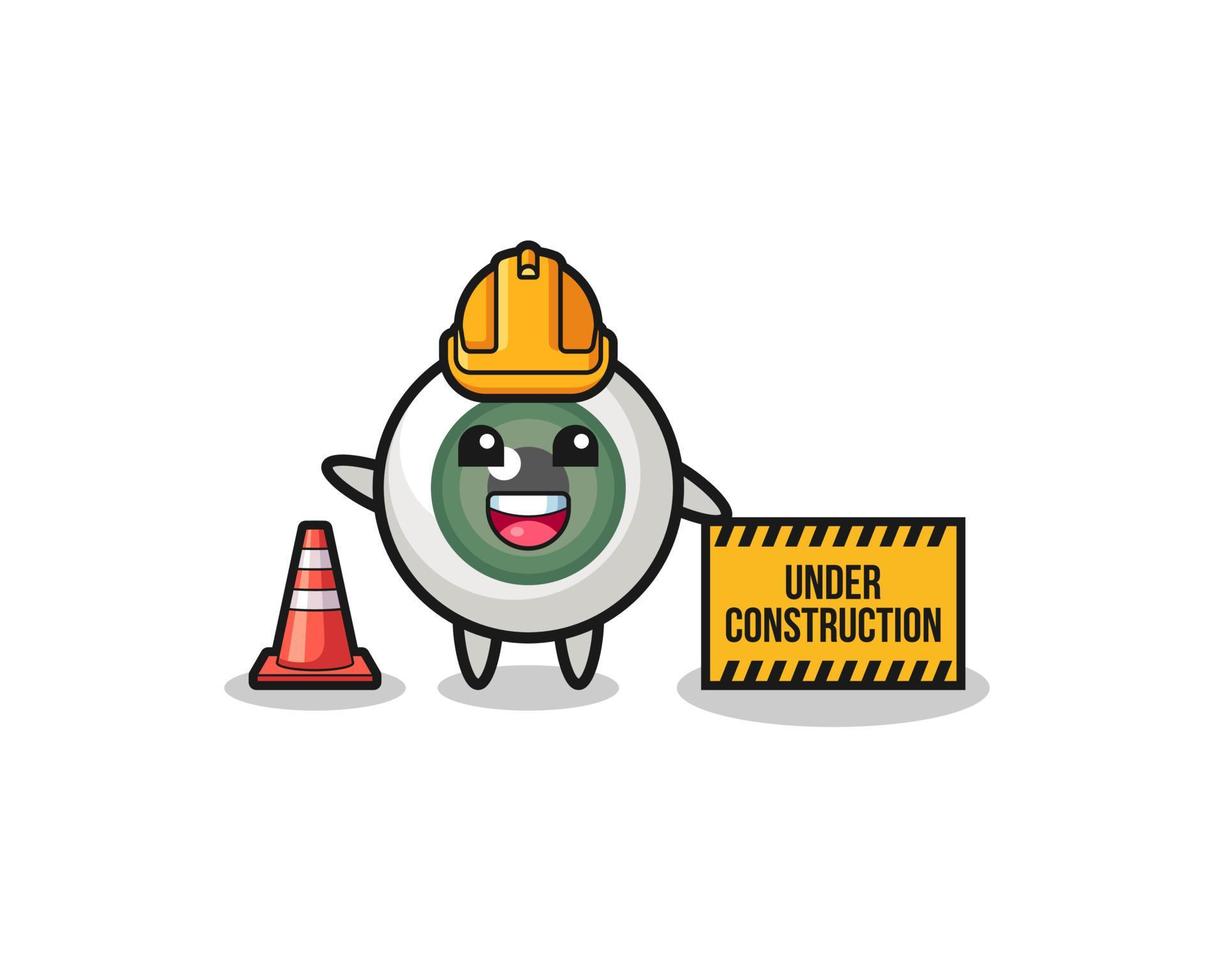 illustration of eyeball with under construction banner vector