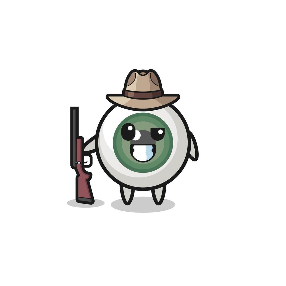 eyeball hunter mascot holding a gun vector