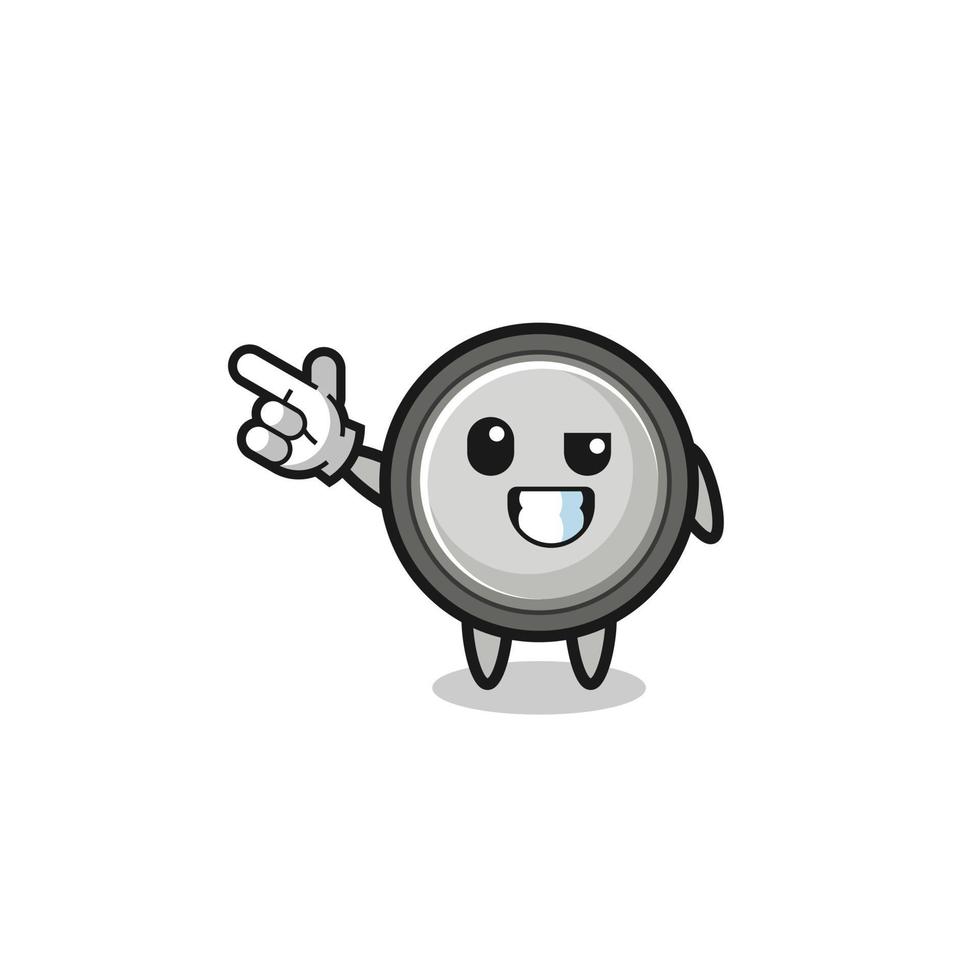 button cell mascot pointing top left vector