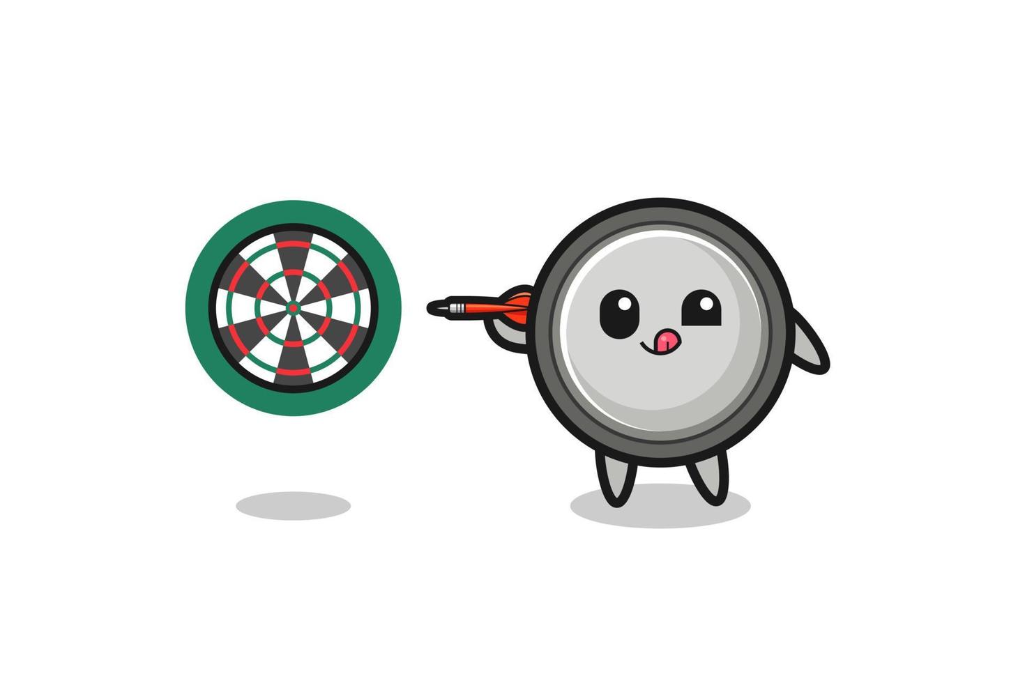 cute button cell is playing dart vector