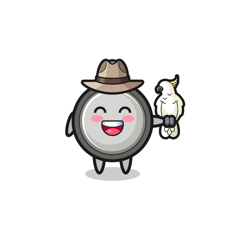 button cell zookeeper mascot with a parrot vector