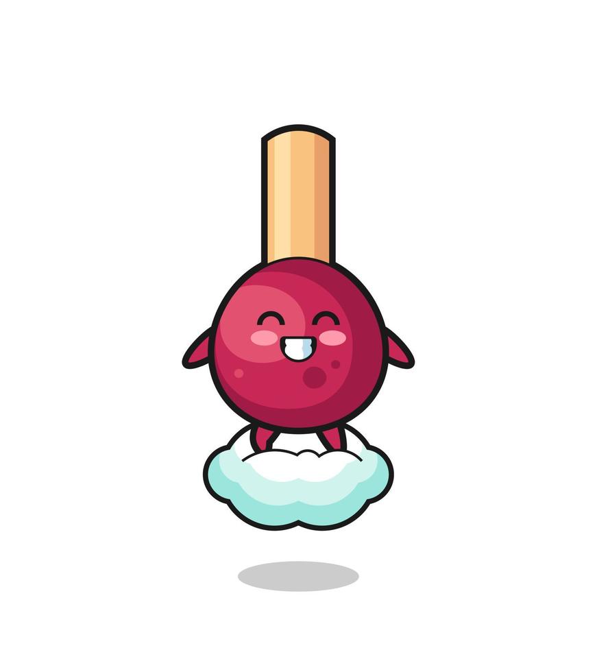 cute matches illustration riding a floating cloud vector