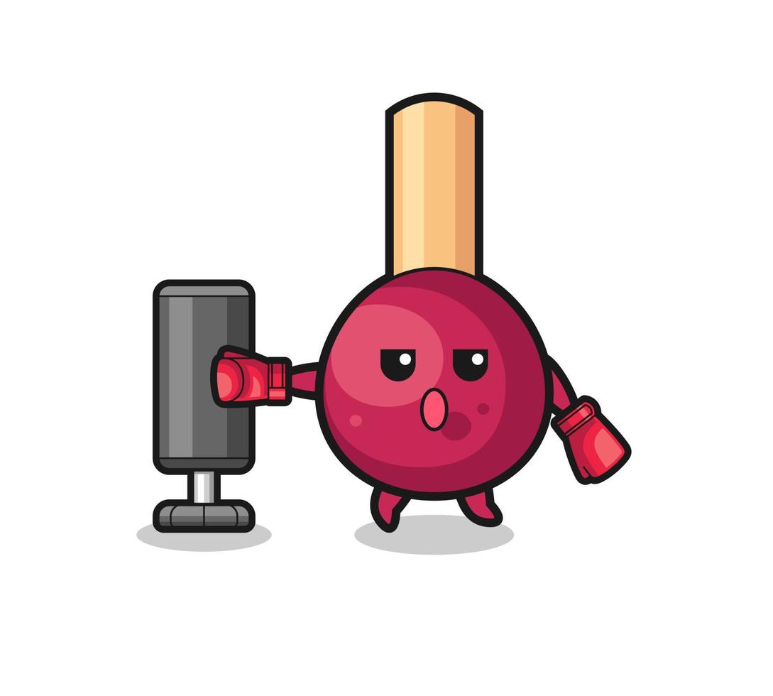 matches boxer cartoon doing training with punching bag vector