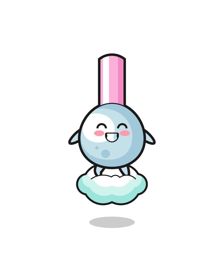 cute cotton bud illustration riding a floating cloud vector