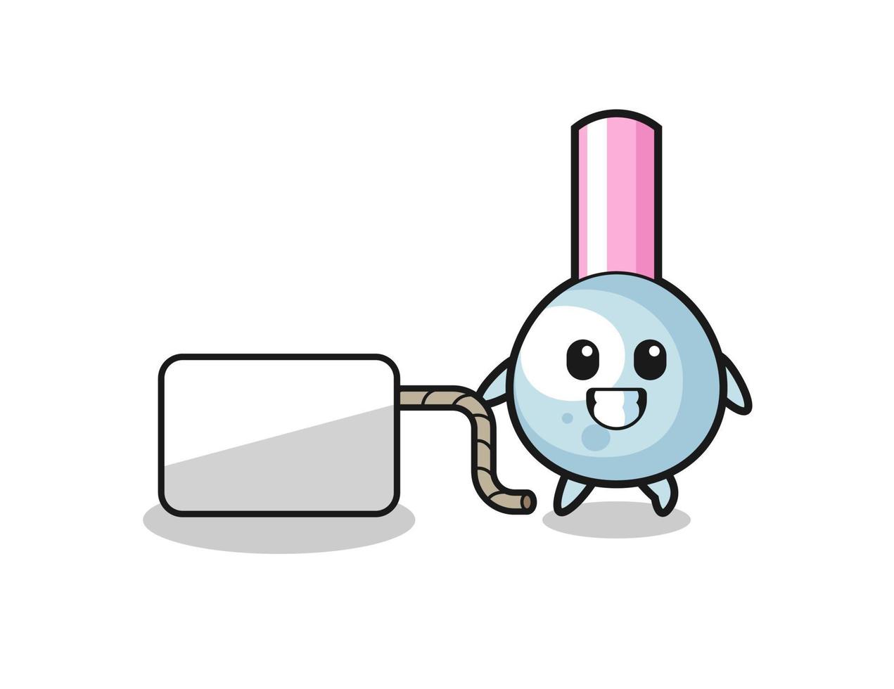 cotton bud cartoon is pulling a banner vector