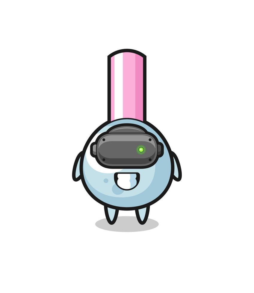 cute cotton bud using VR headset vector