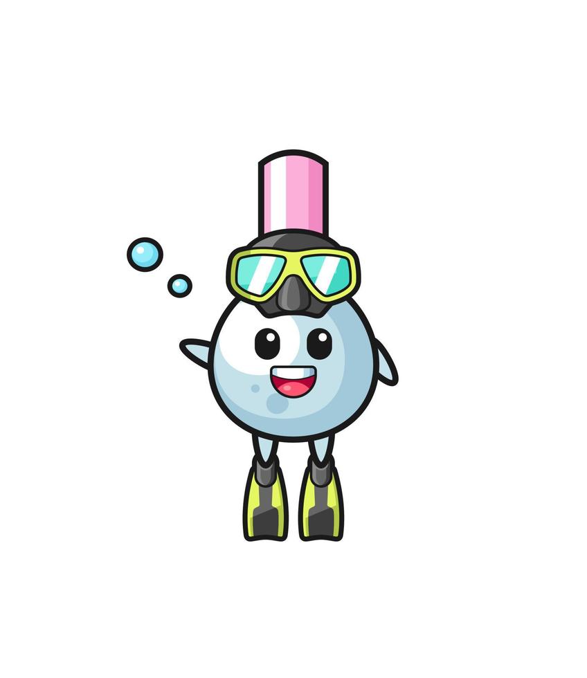 the cotton bud diver cartoon character vector
