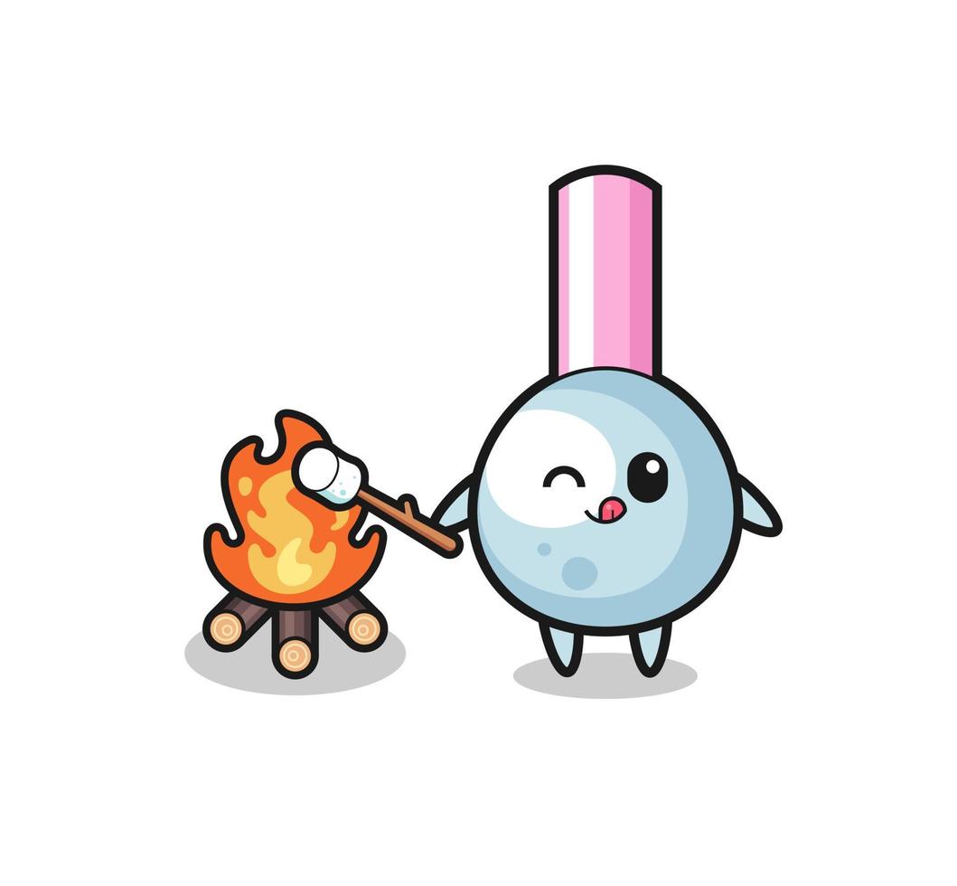 cotton bud character is burning marshmallow vector