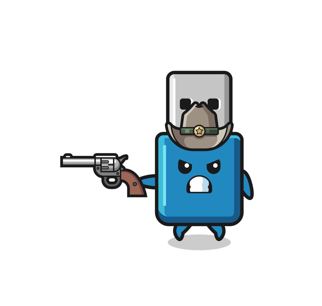 the flash drive usb cowboy shooting with a gun vector