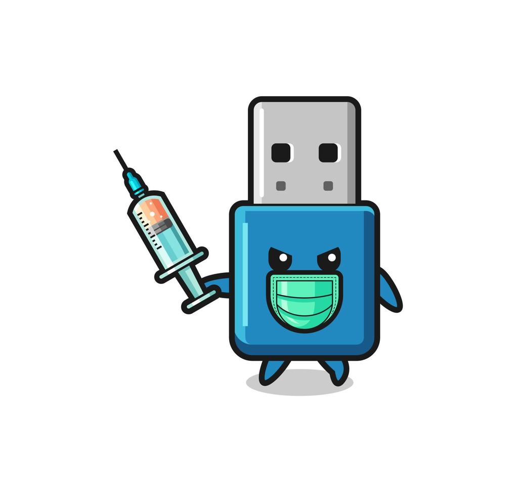 Ilustración de la unidad flash USB para combatir el virus. vector