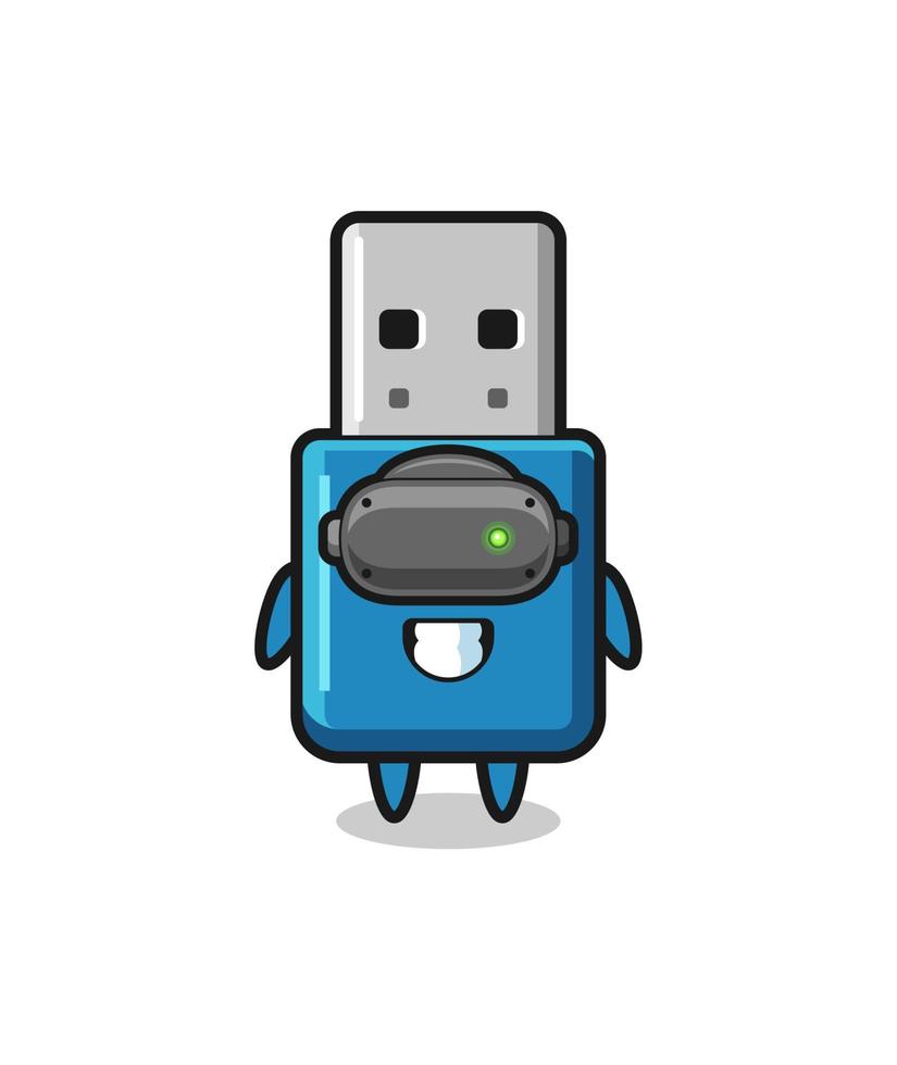 linda unidad flash usb con auriculares vr vector