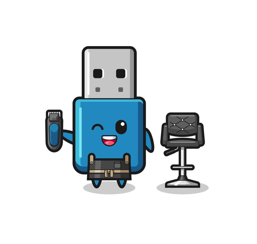 flash drive usb barbershop is holding a trimer vector