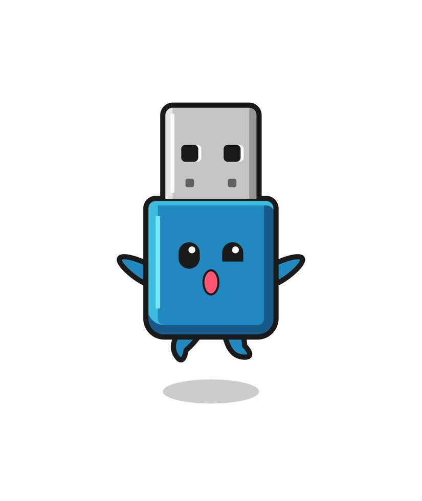 flash drive usb character is jumping gesture vector