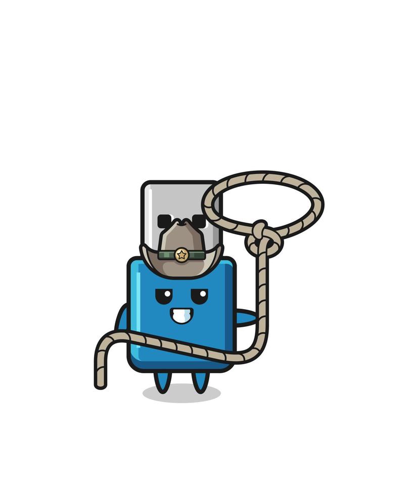 the flash drive usb cowboy with lasso rope vector