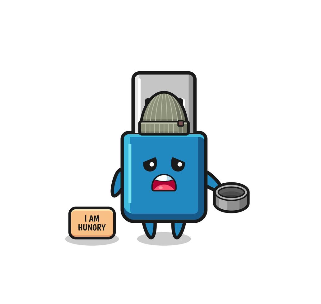 cute flash drive usb beggar cartoon character vector