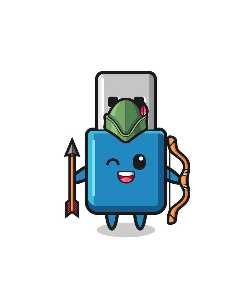 flash drive usb cartoon as medieval archer mascot vector