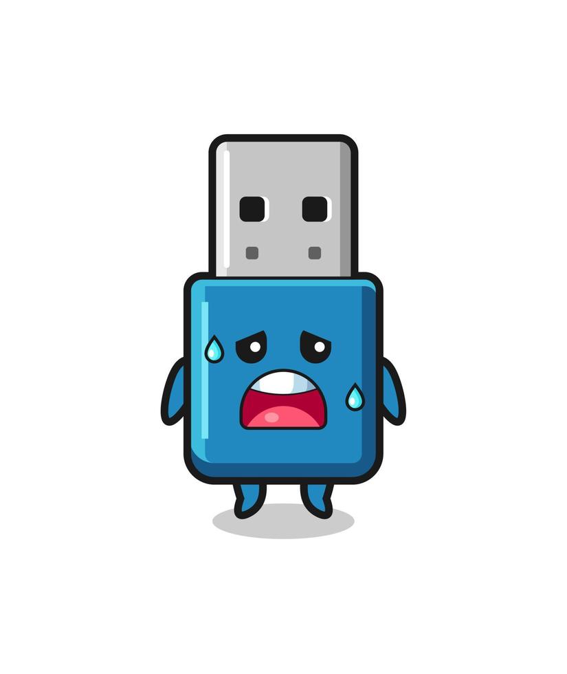 the fatigue cartoon of flash drive usb vector