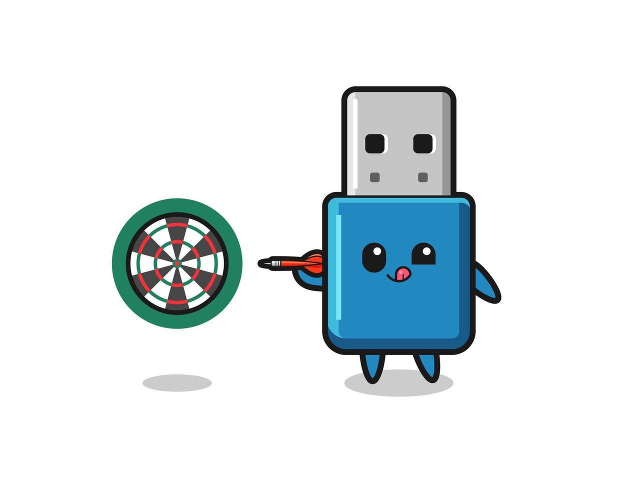 cute flash drive usb is playing dart vector