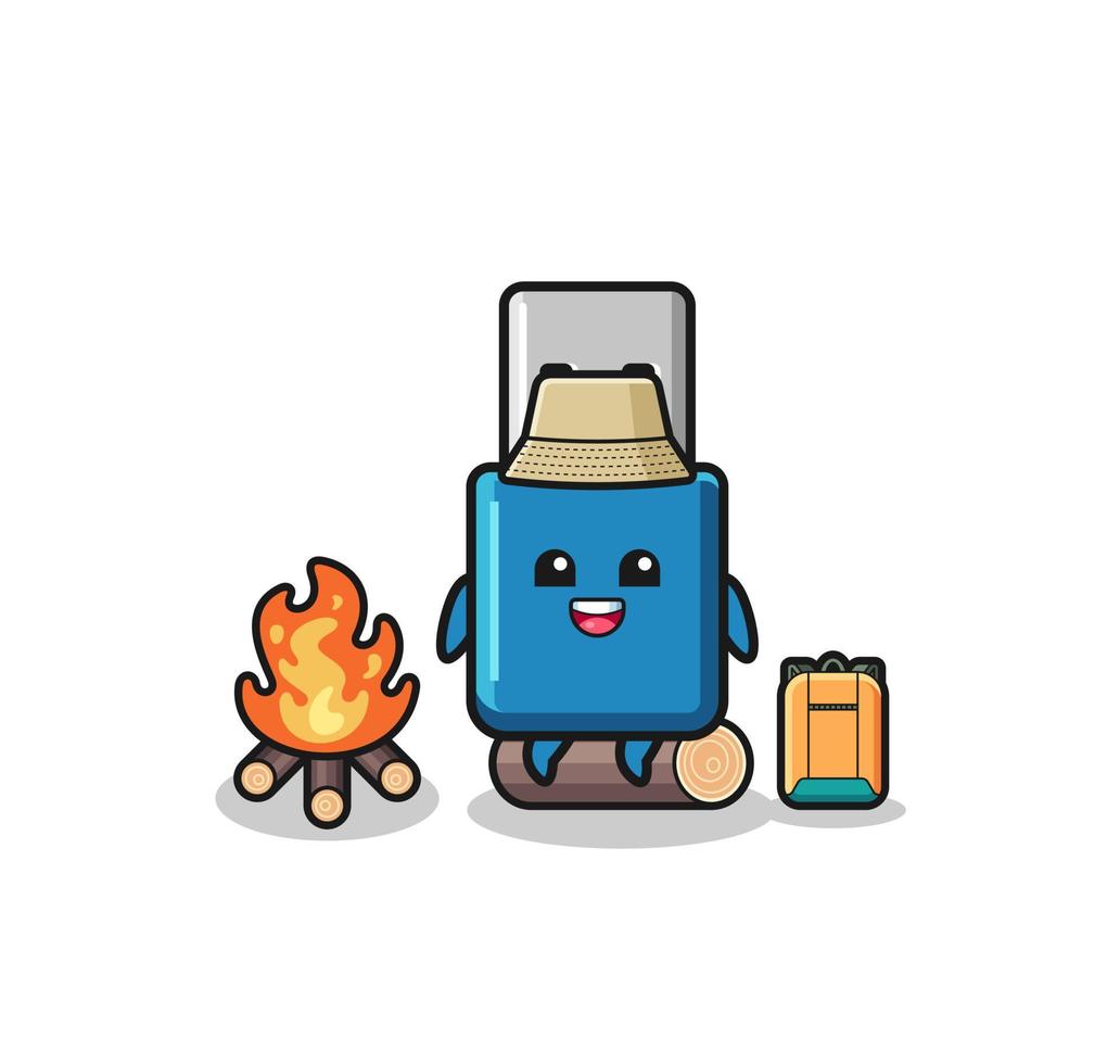 camping illustration of the flash drive usb cartoon vector