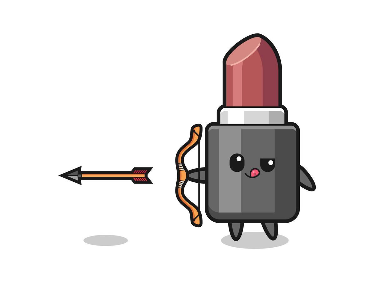 illustration of lipstick character doing archery vector