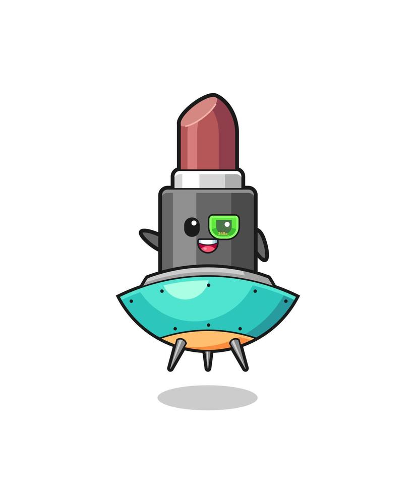 lipstick cartoon riding a future spaceship vector