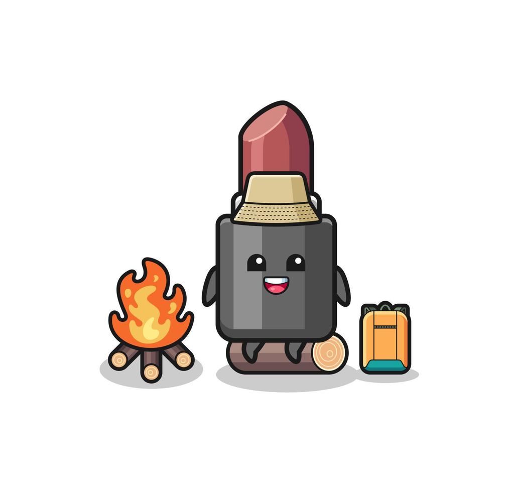 camping illustration of the lipstick cartoon vector